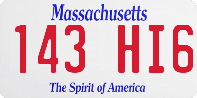 MA license plate 143HI6