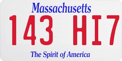 MA license plate 143HI7
