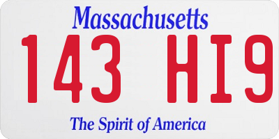 MA license plate 143HI9