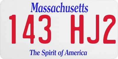 MA license plate 143HJ2