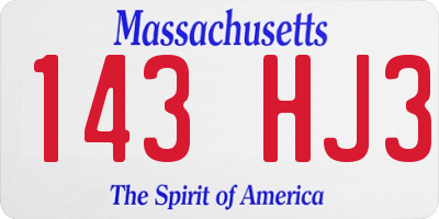 MA license plate 143HJ3