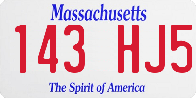 MA license plate 143HJ5