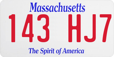 MA license plate 143HJ7