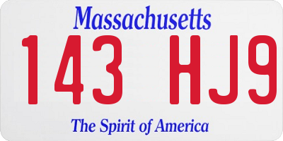 MA license plate 143HJ9
