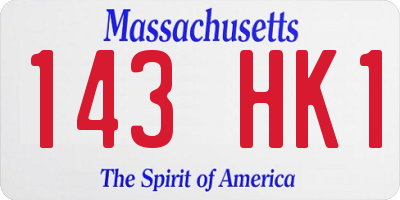 MA license plate 143HK1