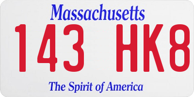 MA license plate 143HK8