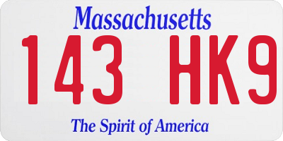 MA license plate 143HK9