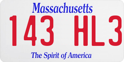 MA license plate 143HL3