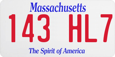 MA license plate 143HL7