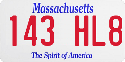 MA license plate 143HL8