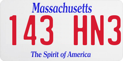 MA license plate 143HN3