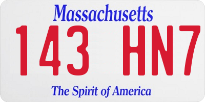 MA license plate 143HN7
