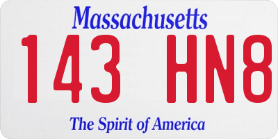 MA license plate 143HN8