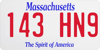 MA license plate 143HN9