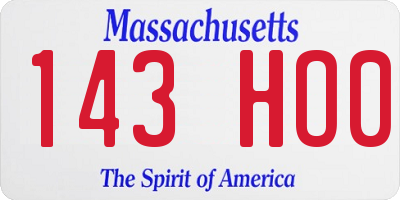 MA license plate 143HO0