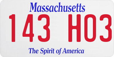 MA license plate 143HO3