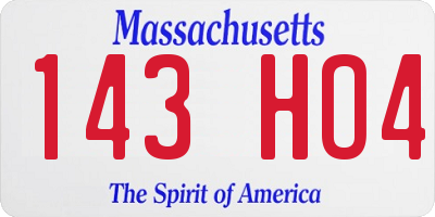 MA license plate 143HO4
