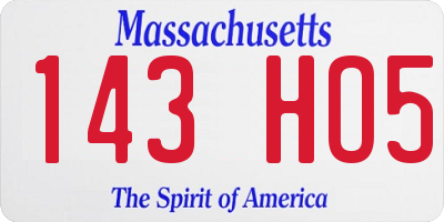 MA license plate 143HO5
