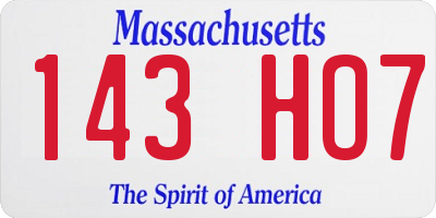 MA license plate 143HO7