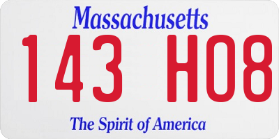 MA license plate 143HO8
