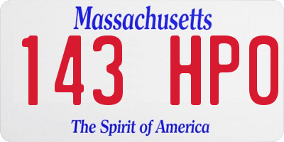 MA license plate 143HP0
