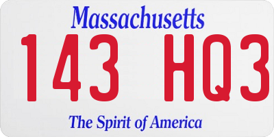 MA license plate 143HQ3