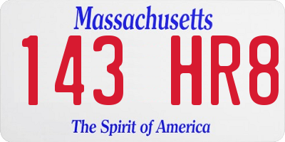 MA license plate 143HR8