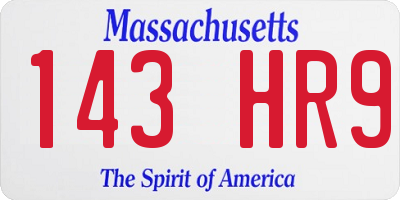 MA license plate 143HR9