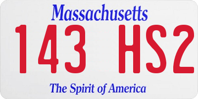 MA license plate 143HS2
