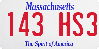 MA license plate 143HS3