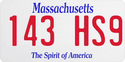 MA license plate 143HS9