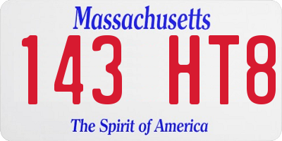MA license plate 143HT8