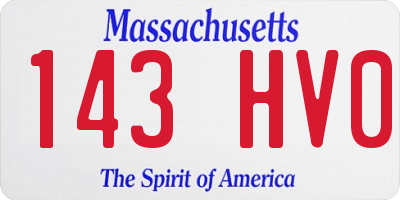 MA license plate 143HV0
