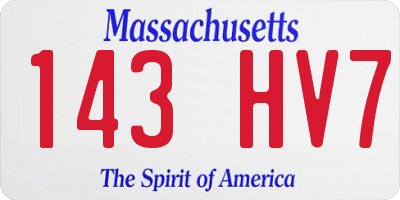 MA license plate 143HV7