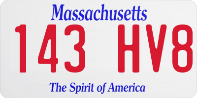 MA license plate 143HV8