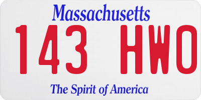 MA license plate 143HW0