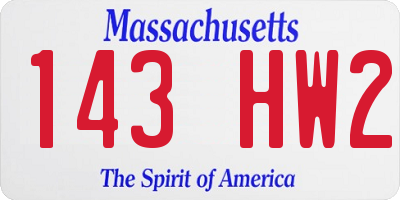 MA license plate 143HW2