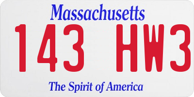 MA license plate 143HW3