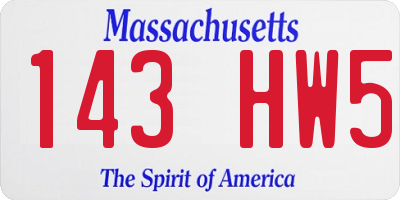 MA license plate 143HW5