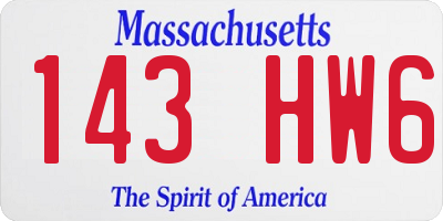 MA license plate 143HW6