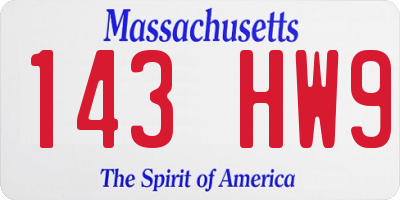 MA license plate 143HW9