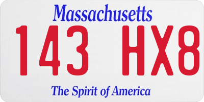 MA license plate 143HX8