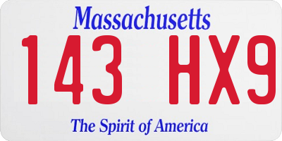 MA license plate 143HX9
