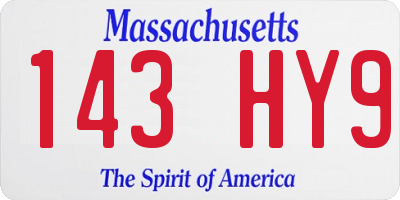 MA license plate 143HY9