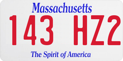 MA license plate 143HZ2