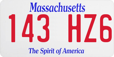 MA license plate 143HZ6