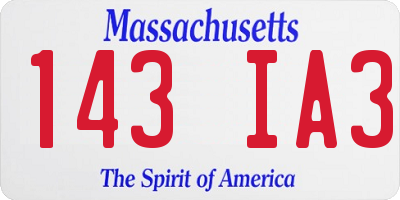MA license plate 143IA3