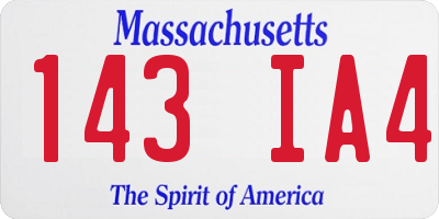 MA license plate 143IA4