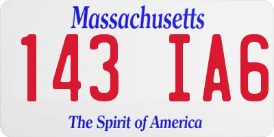 MA license plate 143IA6