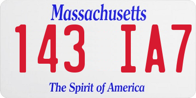 MA license plate 143IA7
